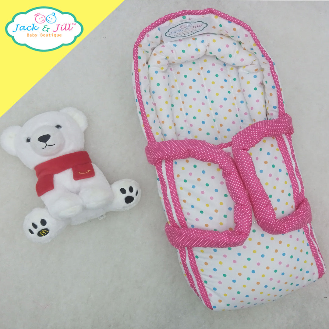 Multi Polka Dots Pink Baby Carry Crib