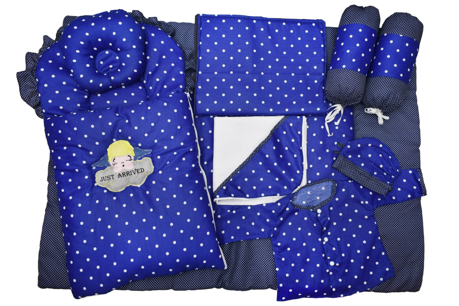 Blue polka dot (Just Arrived) 9 pieces set