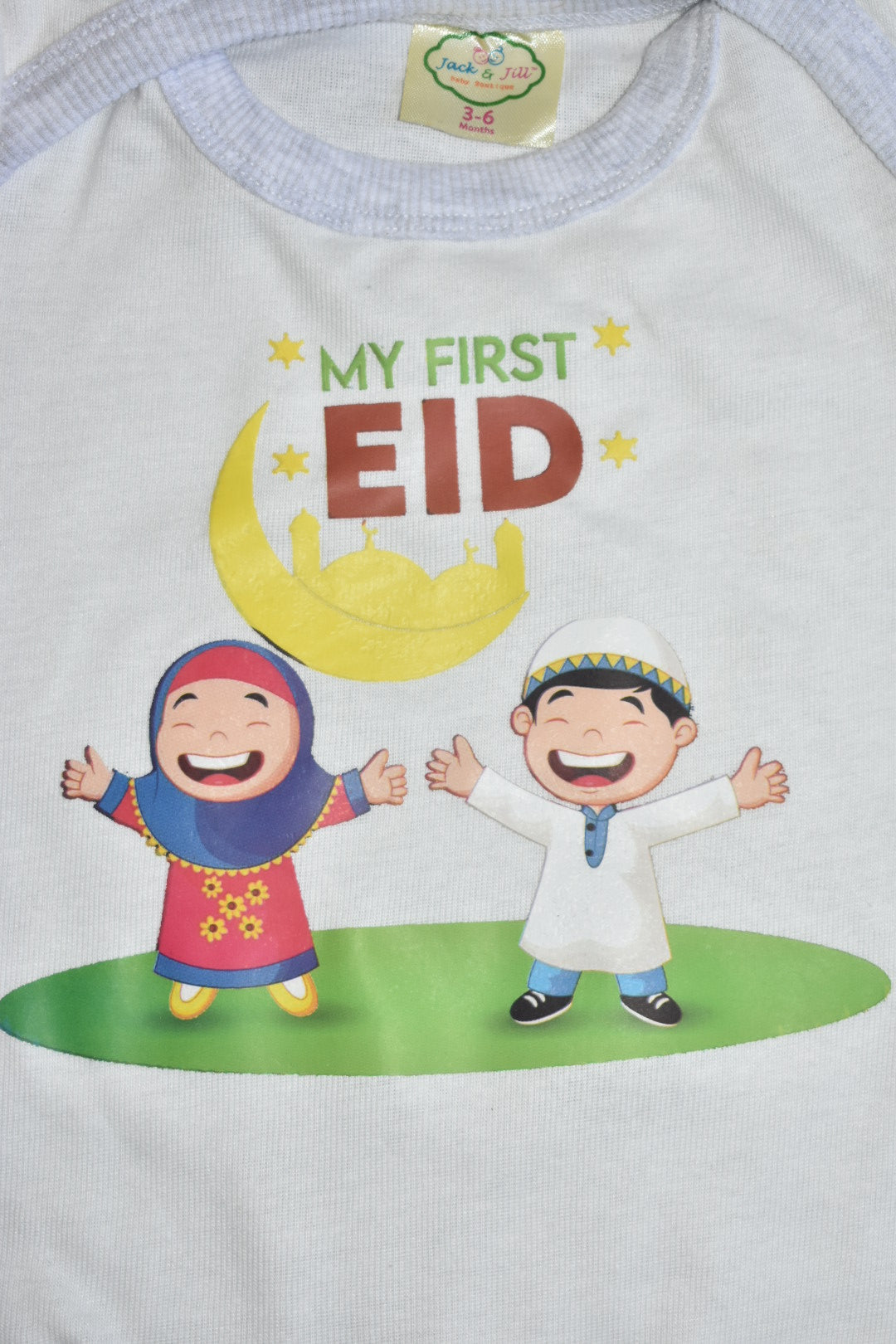 First Eid Mubarak Romper with Fancy Booties