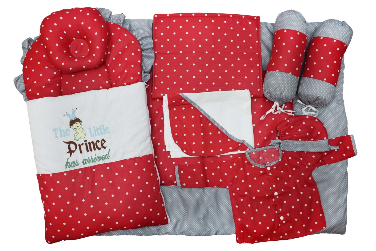 Red Grey polka dots (The Little Prince) 9 pieces set