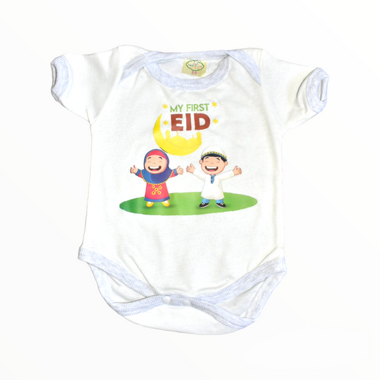 First Eid Mubarak Romper with Fancy Booties